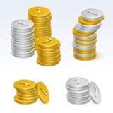Gold And Silver Coin Stack Vector Icons Royalty Free Stock Images