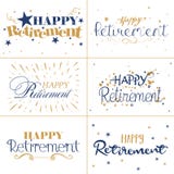 Gold and blue typography design of Happy Retirement text