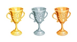 Gold, Bronze, Silver Champion Cup Stock Photo