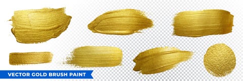 Gold brush paint strokes with golden glitter texture. Vector golden sparkling glow background for luxury design