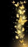 Gold butterflies on black background