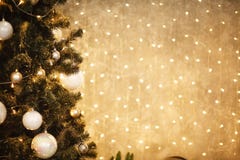 Gold Christmas background of de-focused lights with decorated tree 2018 stock photography Gold Christmas background of de-focused lights with decorated tree 2018 stock photography
