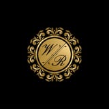Gold Classy Wedding Sign WR Letter Logo royalty free illustration Gold Classy Wedding Sign WR Letter Logo royalty free illustration