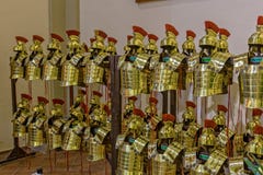 Gold-colored Roman armor in the city Gerona of Spain, 13 May 2017 Stock Image Gold-colored Roman armor in the city Gerona of Spain, 13 May 2017 Stock Image