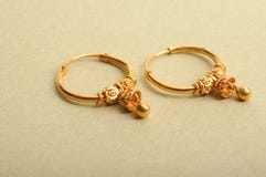 Gold Earrings Royalty Free Stock Image