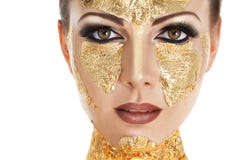 Gold face make-up stock photo Gold face make-up stock photo