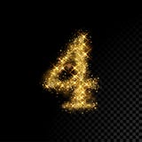 Gold glittering number Four 4 on black background vector illustration Gold glittering number Four 4 on black background vector illustration
