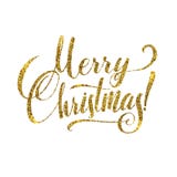 Gold Merry Christmas Card. Golden Shiny Glitter. Calligraphy Greeting Poster Tamplate. Isolated White Background royalty free illustration Gold Merry Christmas Card. Golden Shiny Glitter. Calligraphy Greeting Poster Tamplate. Isolated White Background royalty free illustration