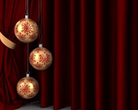 Gold New Year's balls in front of red drapery. New Year royalty free illustration Gold New Year's balls in front of red drapery. New Year royalty free illustration