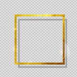 Gold Paint Glittering Textured Frame On Transparent Background. Vector Illustration Stock Photo