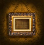 Gold Picture Frame On Antique Wallpaper Royalty Free Stock Photography Gold Picture Frame On Antique Wallpaper Royalty Free Stock Photography
