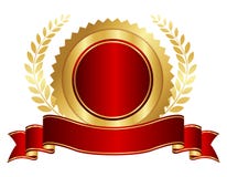 Gold and red seal with ribbon