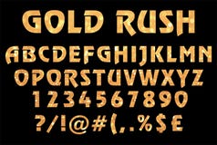 Gold rush gold alphabetic fonts and numbers on a black background vector illustration stock illustration Gold rush gold alphabetic fonts and numbers on a black background vector illustration stock illustration