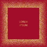 Gold shine frame on a red background. Gold grained frame. Gold background with confetti. royalty free illustration Gold shine frame on a red background. Gold grained frame. Gold background with confetti. royalty free illustration