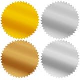 Gold, silver, bronze and platinum seals, awards, starbursts Stock Photography Gold, silver, bronze and platinum seals, awards, starbursts Stock Photography