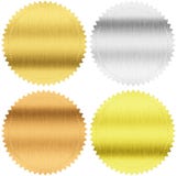 Gold, silver and bronze seals or medals with clipping path