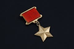 The Gold Star medal is title `Hero` in the Soviet Union Stock Photo The Gold Star medal is title `Hero` in the Soviet Union Stock Photo