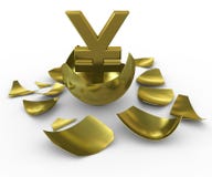 Gold yen sign hatched from eggs of gold royalty free illustration Gold yen sign hatched from eggs of gold royalty free illustration