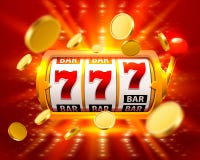 Golden Big win slots 777 banner casino fly coins. vector illustration Golden Big win slots 777 banner casino fly coins. vector illustration