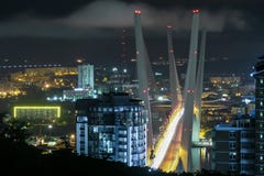 The golden bridge in Vladivostok at night royalty free stock photography The golden bridge in Vladivostok at night royalty free stock photography