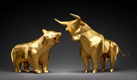 Golden bull and bear royalty free illustration Golden bull and bear royalty free illustration