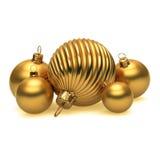 Golden Christmas balls Happy New Year decoration shiny yellow. Baubles, wintertime hanging Merry Xmas adornment traditional symbol. 3d illustration stock illustration Golden Christmas balls Happy New Year decoration shiny yellow. Baubles, wintertime hanging Merry Xmas adornment traditional symbol. 3d illustration stock illustration
