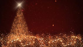 Golden Christmas Tree Particles Leaping Background 4K Loop