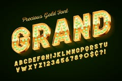 Golden 3d font with gems, gold letters and numbers royalty free illustration Golden 3d font with gems, gold letters and numbers royalty free illustration