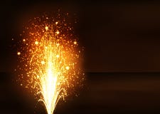 Golden Firework Volcano Fountain - New Years Eve. Golden Fountain - Firework Volcano Emitting Sparks. Flyer Template with Dark Brown Background - New Years Eve stock illustration Golden Firework Volcano Fountain - New Years Eve. Golden Fountain - Firework Volcano Emitting Sparks. Flyer Template with Dark Brown Background - New Years Eve stock illustration