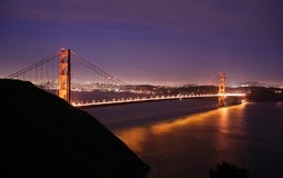 Golden Gate Bridge At Night Stock Photo