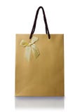 Golden gift bag with ribbon bow Royalty Free Stock Photo Golden gift bag with ribbon bow Royalty Free Stock Photo