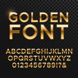 Golden glossy vector font or gold alphabet. Yellow metal typeface stock illustration Golden glossy vector font or gold alphabet. Yellow metal typeface stock illustration