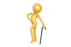 Golden guy dance with stick isolated on white background Stock Photo Golden guy dance with stick isolated on white background Stock Photo