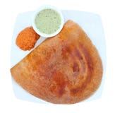 Golden Masala Dosa With Two Different Chutneys Stock Photos