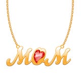Golden MOM word pendant on chain. vector illustration Golden MOM word pendant on chain. vector illustration
