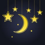 Golden moon and stars. Vector illustration royalty free illustration Golden moon and stars. Vector illustration royalty free illustration