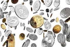 Golden NEO cryptocurrency physical concept coins vector illustration Golden NEO cryptocurrency physical concept coins vector illustration