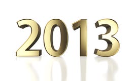 Golden New Year 2013 on white. Golden year 2013 with clipping path royalty free illustration Golden New Year 2013 on white. Golden year 2013 with clipping path royalty free illustration