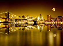 Golden New York And Brooklyn Bridge Stock Images Golden New York And Brooklyn Bridge Stock Images