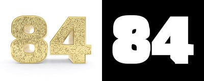 Golden number eighty four number 84 on white background with drop shadow and alpha channel. 3D illustration. royalty free illustration Golden number eighty four number 84 on white background with drop shadow and alpha channel. 3D illustration. royalty free illustration