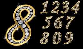 Golden numbers with diamonds, n8umbers from 1 to 9 royalty free illustration Golden numbers with diamonds, n8umbers from 1 to 9 royalty free illustration