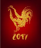 Golden rooster on red background. Chinese calendar Zodiac for 2017 New Year of cock. Traditional asian culture animal symbol. Vector illustration with gold stock illustration Golden rooster on red background. Chinese calendar Zodiac for 2017 New Year of cock. Traditional asian culture animal symbol. Vector illustration with gold stock illustration