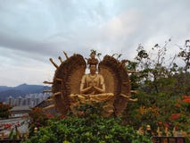 Golden statue  in ten Thousand Buddhas Monastery hongkong sha tin