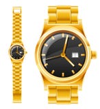 Golden Watch With Bracelet Stock Photos