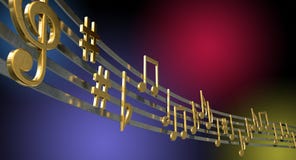 Goldmusik-Anmerkungen über gewellte Linien stockfotografie Goldmusik-Anmerkungen über gewellte Linien stockfotografie