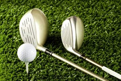 Golf Clubs New With Ball On Tee 1 Stock Photos Golf Clubs New With Ball On Tee 1 Stock Photos
