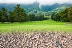 Golf Course From Dry Land Royalty Free Stock Image