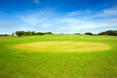 Golf Course On Bornholm Island With Flag Royalty Free Stock Photography Golf Course On Bornholm Island With Flag Royalty Free Stock Photography