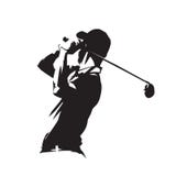 Golf player icon, golfer vector silhouette