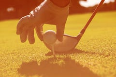 Golf player placing ball on tee royalty free stock photo Golf player placing ball on tee royalty free stock photo